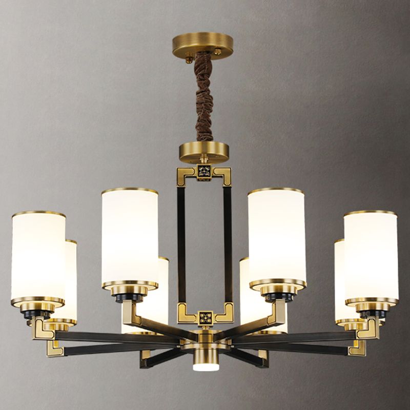 Witte glazen cilinder plafond hanger moderne stijl multi -lights kroonluchter verlichting