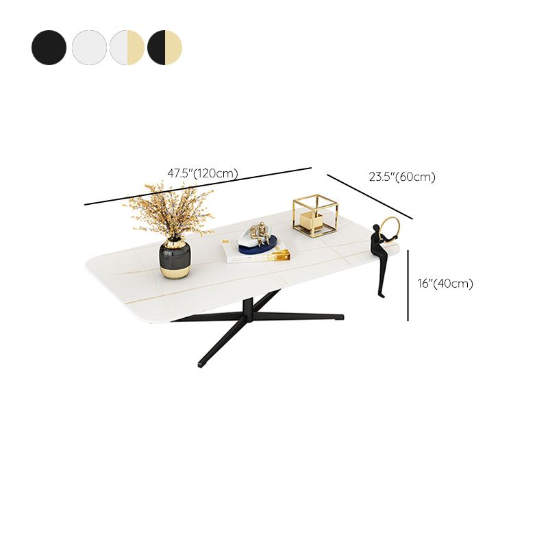 Abstract Coffee Table Rectangle Slate/Marble Top Coffee Cocktail Table