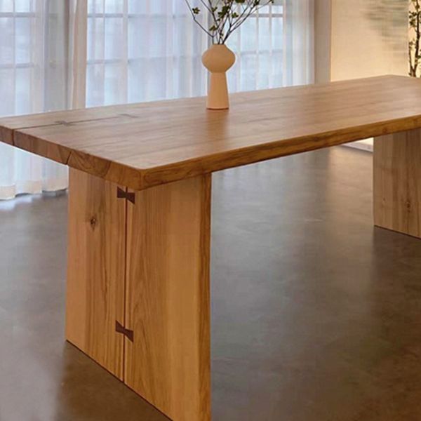 Modern Ash Wood Table for Restaurant Rectangle Kitchen Table with Double Pedestal