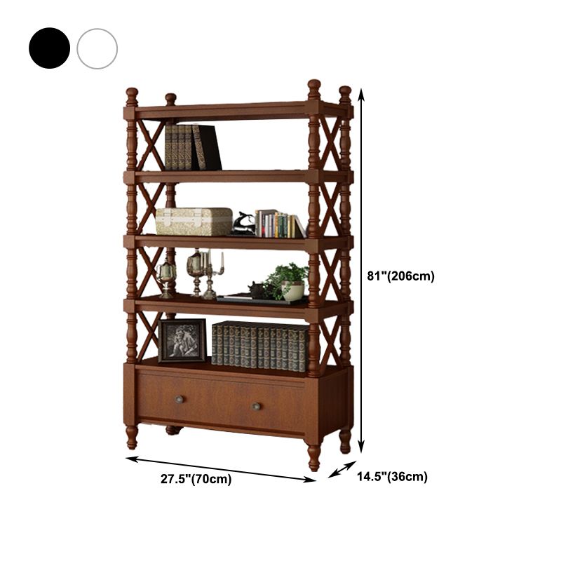 Rectangle Open Storage Bookshelf Nordic Solid Wood Bookshelf with Drawer