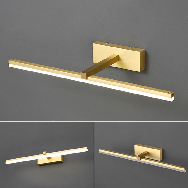 Modern Minimalist Style Linear Wall Mounted Vanity Lights Copper Flush Mount Wall Sconce for Bathroom