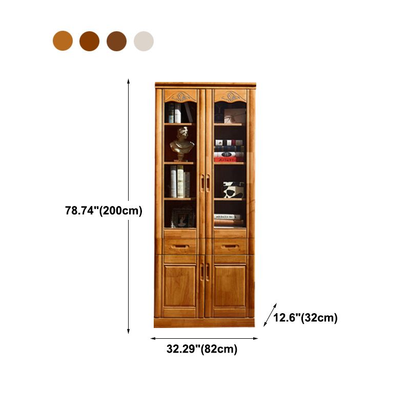 79"H Modern Style Bookcase Solid Wood Closed Back Bookshelf with Door for Home Office
