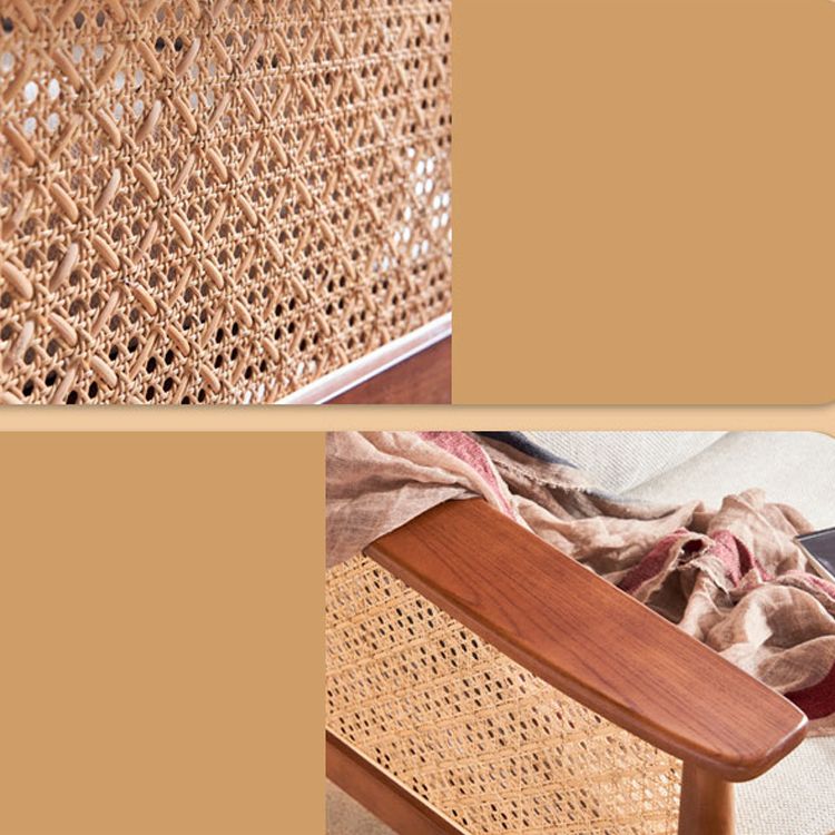 28.74" Wide Square Arm Sofa Solid Wood Sofa with Rattan Accent