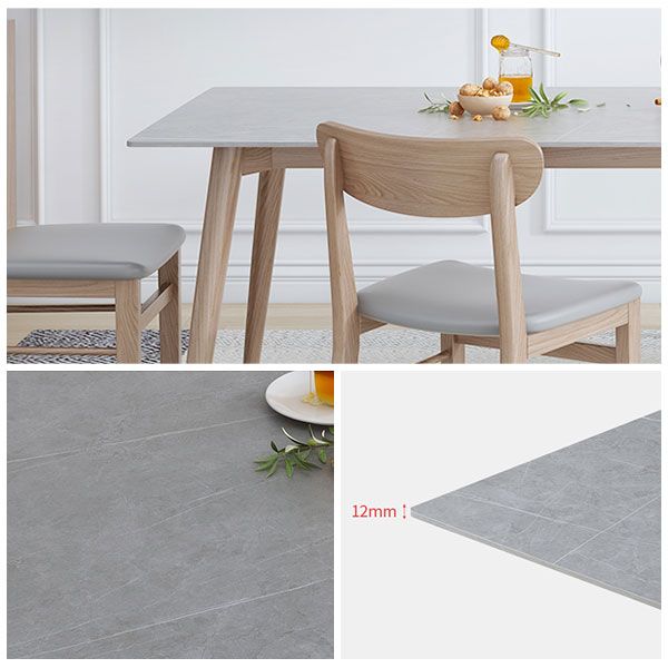Rectangle Grey Tone Dining Table Sintered Stone Table Luxury Style with 4 Legs