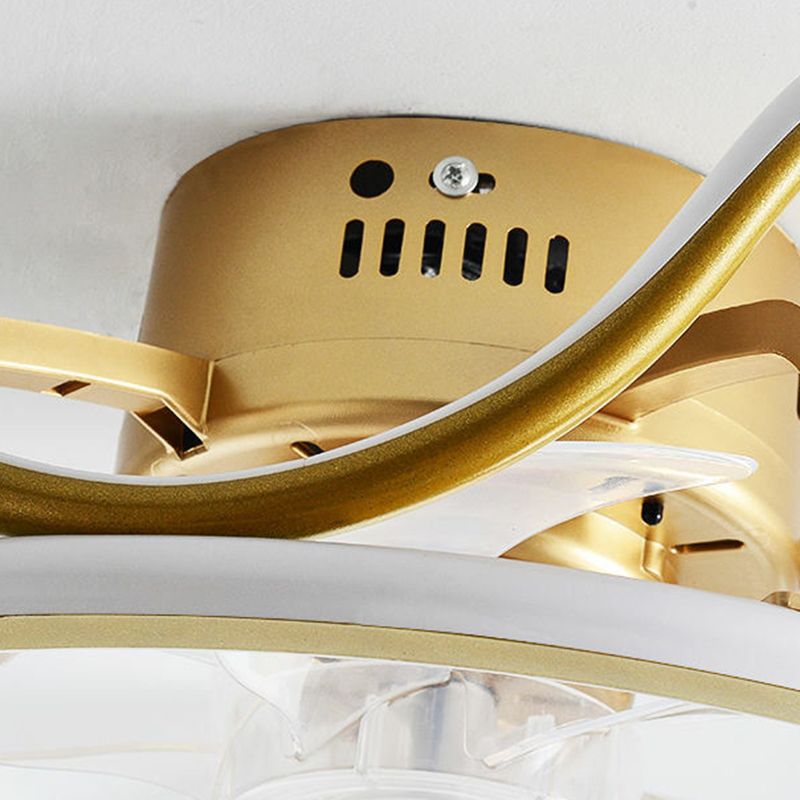 Modern Style Ceiling Fan Lamp Metal Ceiling Fan Lighting in Golden for Living Room
