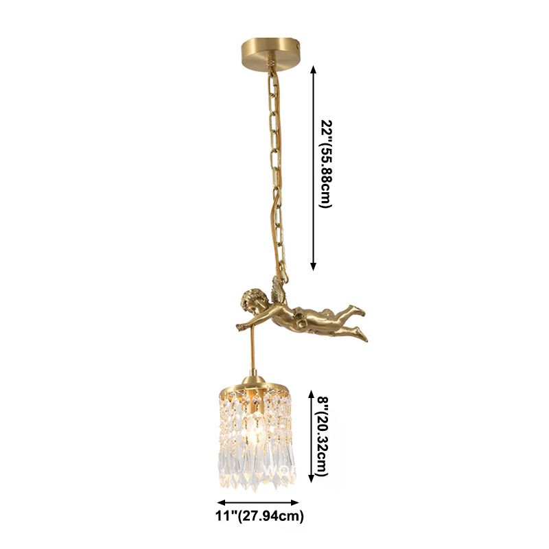 Luxury Indoor Pendant Light, Metal Angel Top 1-Light Pendant Lighting in Brass Color