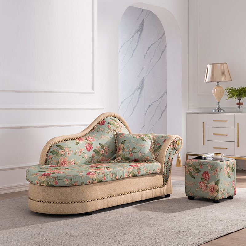 Floral with Arms Chaise Flared Arms with Legs for Bedroom Living Room