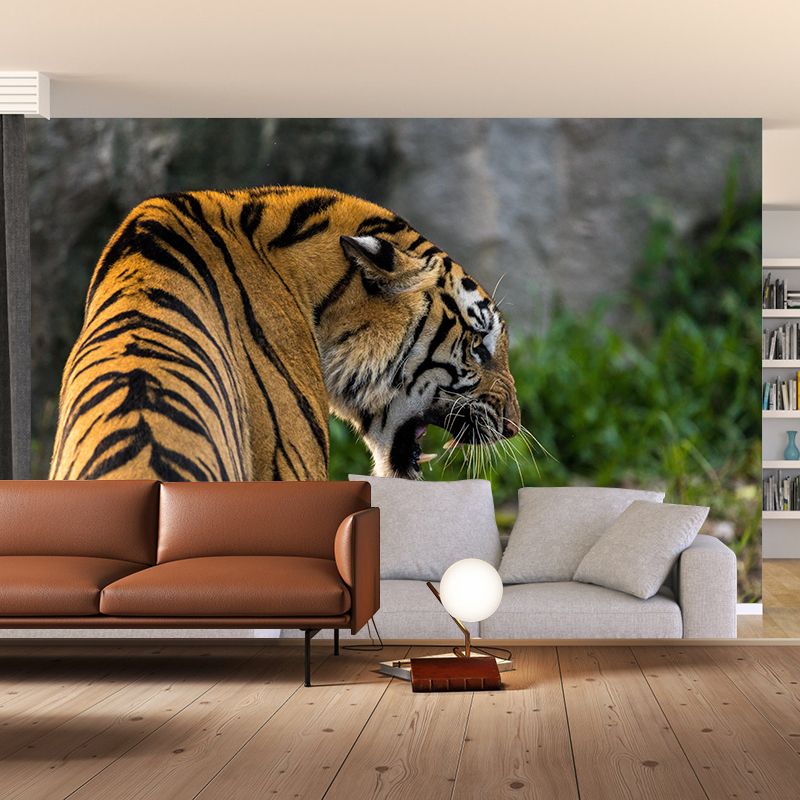 Cool Tiger Jungle Animal Wall Covering for Living Room Decoration, Moisture Resistant