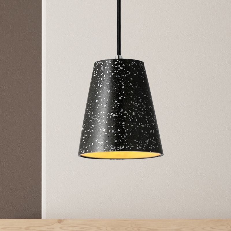 Concrete Cone Pendant Lighting Simplicity 1 Light Black/White/Brown Hanging Light