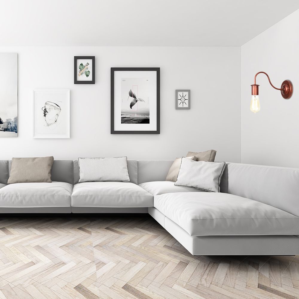 6"/10" High 1 Head Metal Wall Lighting Industrial Rust Bare Bulb Living Room Wall Sconce Lamp with Gooseneck Arm