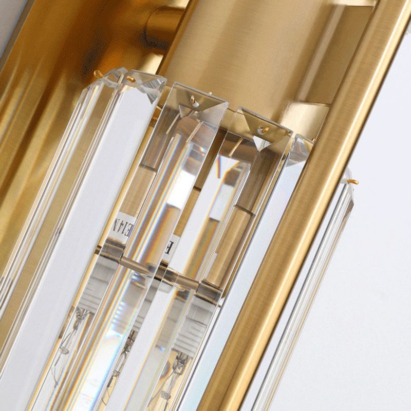 Cylinder Shape Crystal Wall Light Modern Style 2-Lights Wall Mount Lighting in Gold