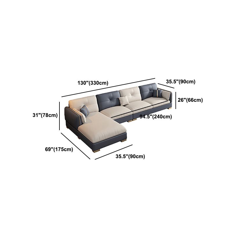 30.7"H Scandinavian Faux Leather Square Arm Sofa & Chaise for Living Room
