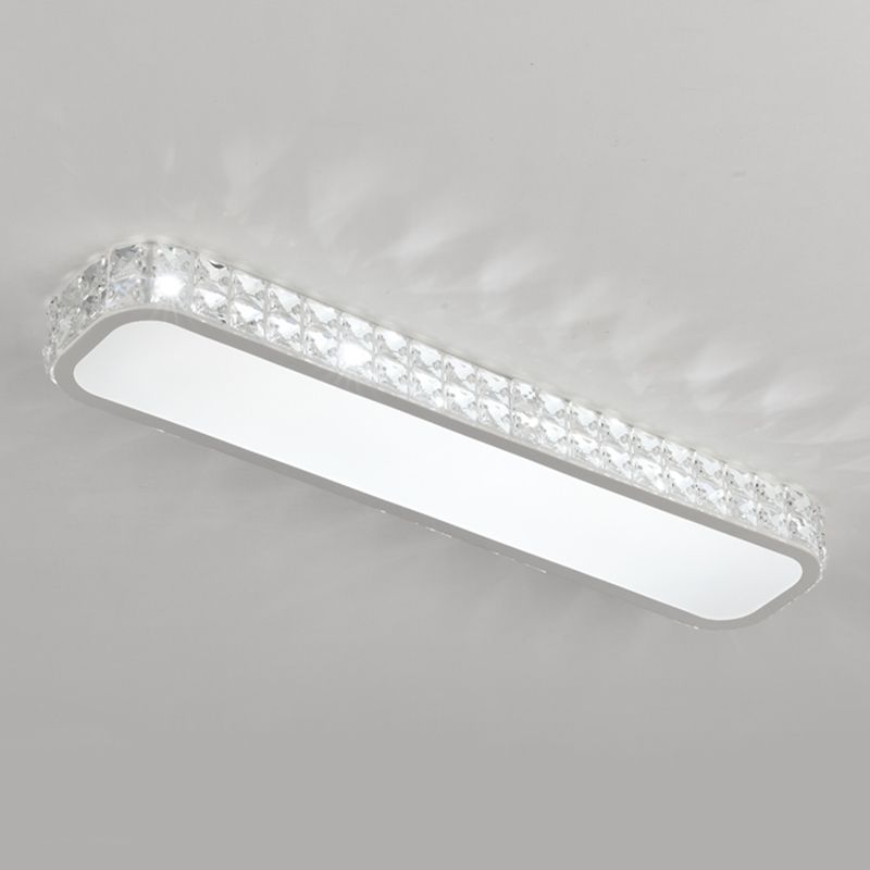Rounded Rectangle Corridor Flush Light Crystal Artistic LED Flush Ceiling Light Fixture