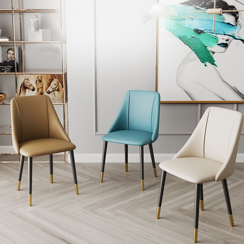 Luxurious Upholstered Armless Chair Leather Chair with Metal Base for Dining Room