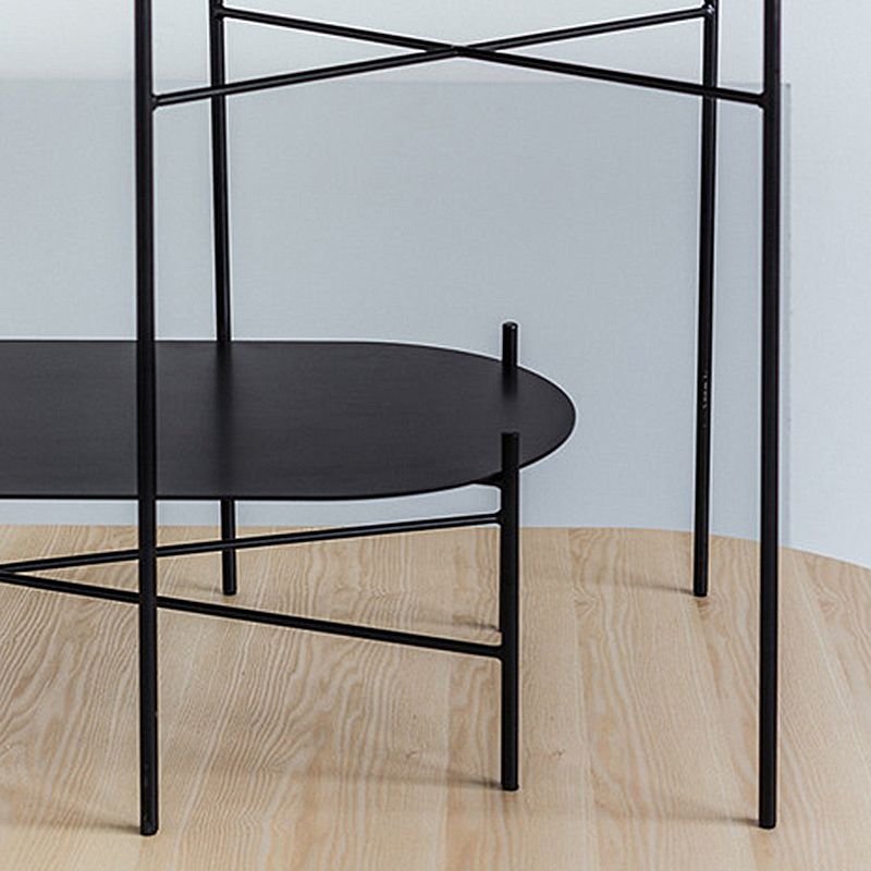 Elliptical Iron Cross Legs Coffee Cocktail Table in Black of 15.7" H