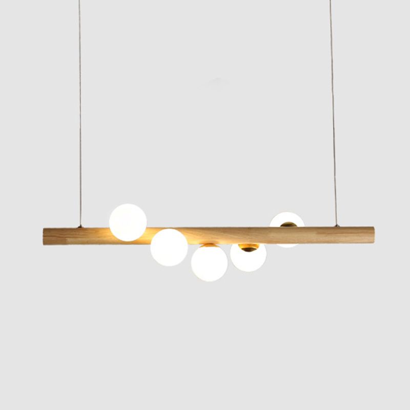 Modern Wood Kitchen Island Lighting Glass Shaded Ceiling Light for Foyer