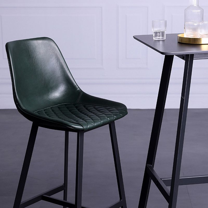 Modern Leather Seats Barstool Metal 4 Legs Base Bar Stool for Living Room
