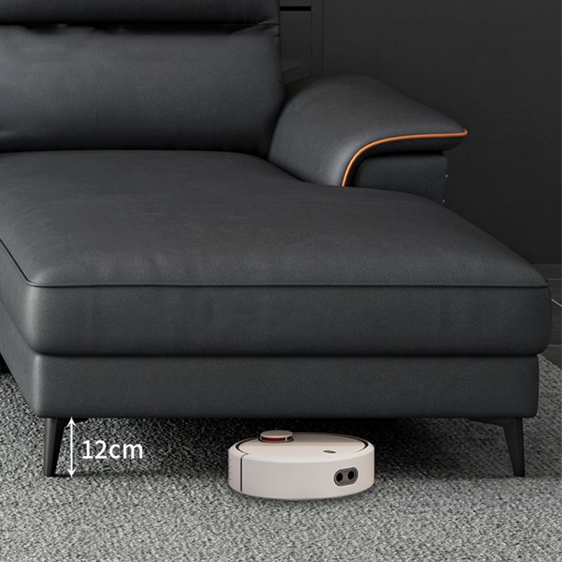 Contemporary Faux Leather Stationary Living Room Cushions Sofa Chaise