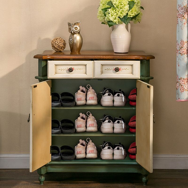 33.07" Tall Wood 2 - Drawer Cabinet 2 Door Accent Cabinet - Wood