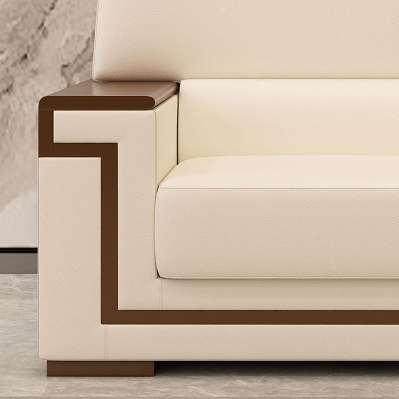Contemporary Tight Back Standard Sofa 35.43"High Square Arm Sofa, Beige