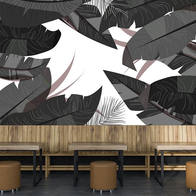 Palm Plant Leaves Mural Wallpaper Tropical Mildew Resistant Living Room Wall Art