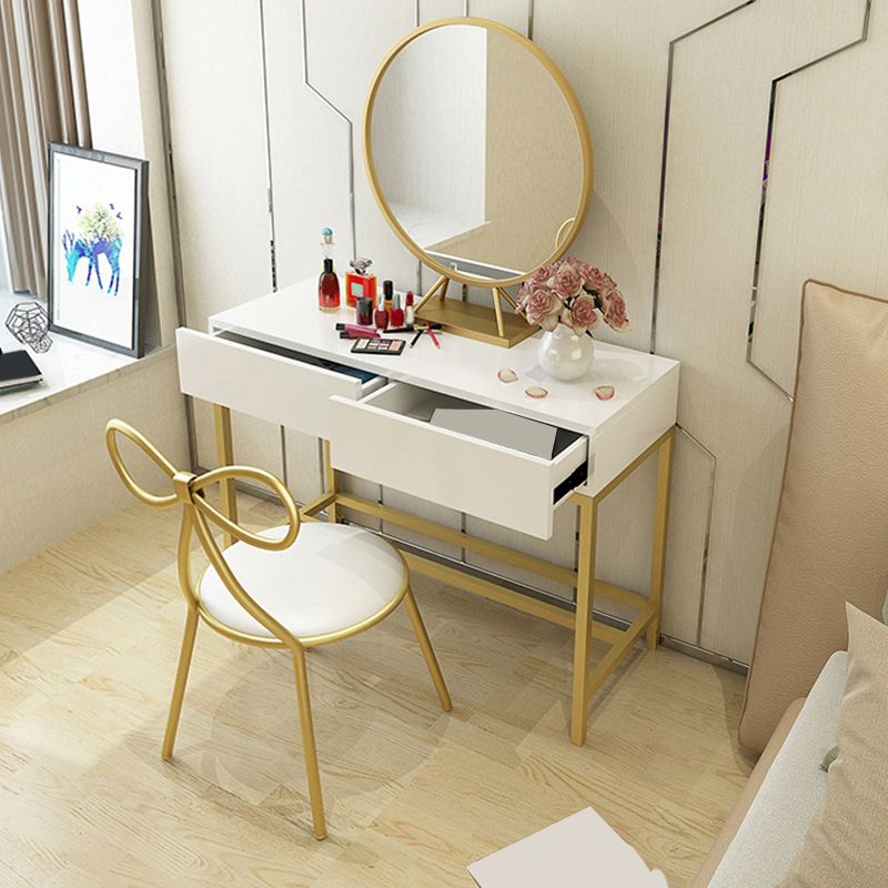 Bright White Makeup Vanity Desk 15.74" Wide Vanity Tables with 2 Storage Drawers
