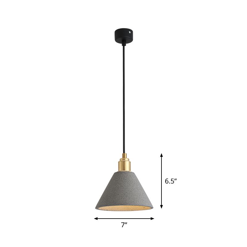 Concrete Conical Pendant Light Fixture Minimalist 1 Head Ceiling Suspension Lamp