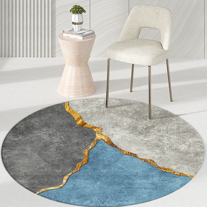 Light Gray Casual Area Rug Polyester Graphic Rug Non-Slip Backing Rug for Living Room