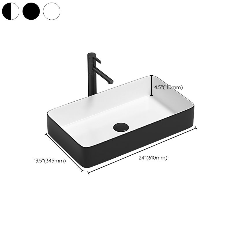 Modern Bathroom Sink Pop-Up Drain Porcelain Round Vessel Lavatory Sink