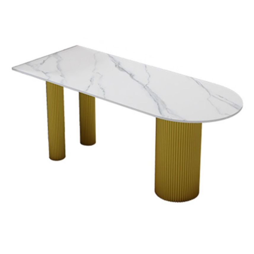 Free Form Stone Top Dining Table Iron Base Dining Table for Dining Room