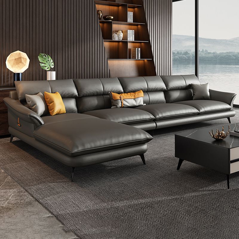 Nordic Style Sectional Sofa Flared Arm Cushion Back Sectional Sofa