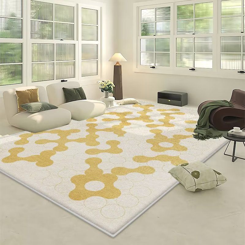 Light Orange Irregular Line Rug Polyester Modern Rug Washable Rug for Living Room