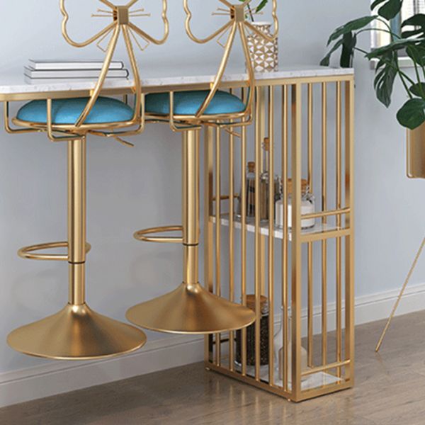 Glam Style Bar Table Faux Marble Double pedestal Bar Dining Table with Storage