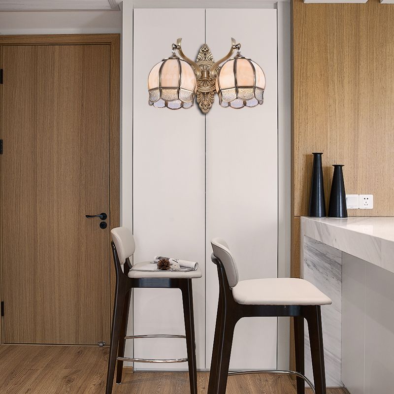 Globe Dining Room Sconce Light Traditionalism Metal 2-Bulb Brass Wall Light Fixture