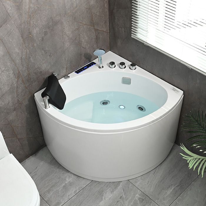 Bathroom Modern Corner Bathtub with Drain and Overflow Trim Bath Tub