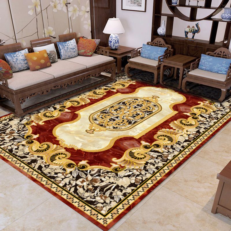 Green Luxury Rug Graphic Rug Non-Slip Backing Rug for Living Room