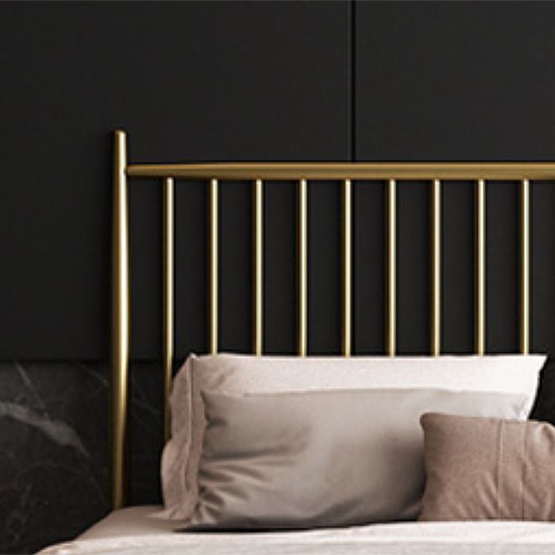 Contemporary Rectangular Spindle Headboard Bed with Metal Legs