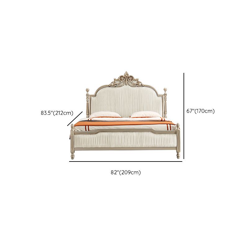 Victorian Upholstered Bed Frame with Nailhead Mattress Included Solid Wood Standard Bed