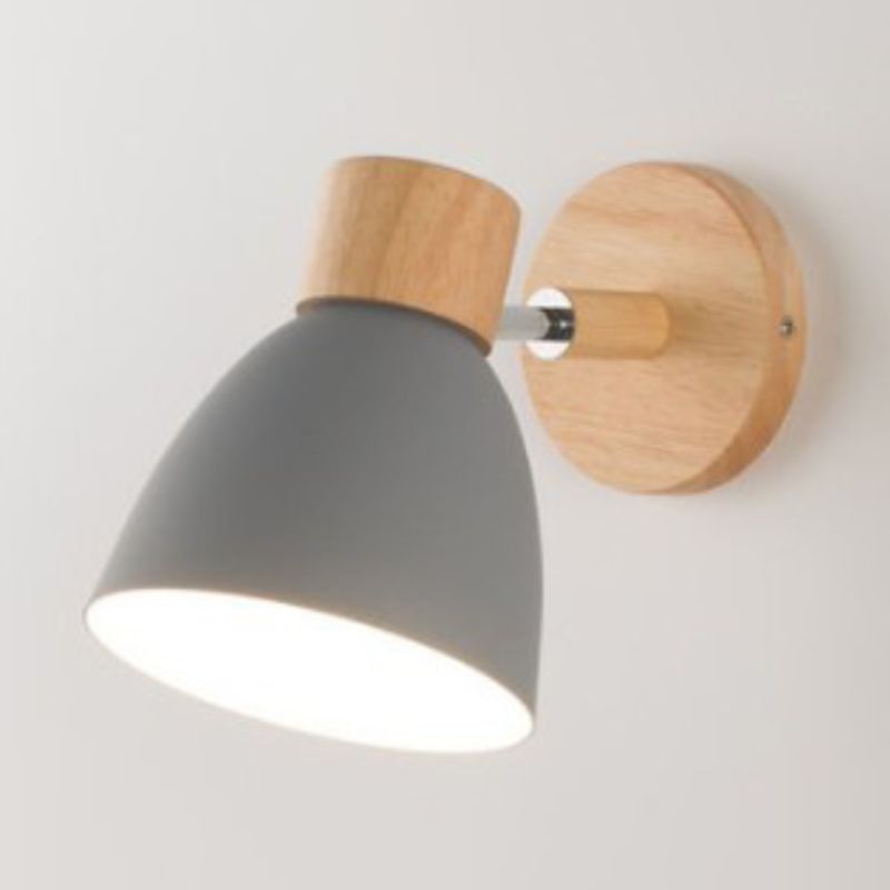 1-Light Metal Sconce Lighting Modern Wood Wall Light for Dining Room