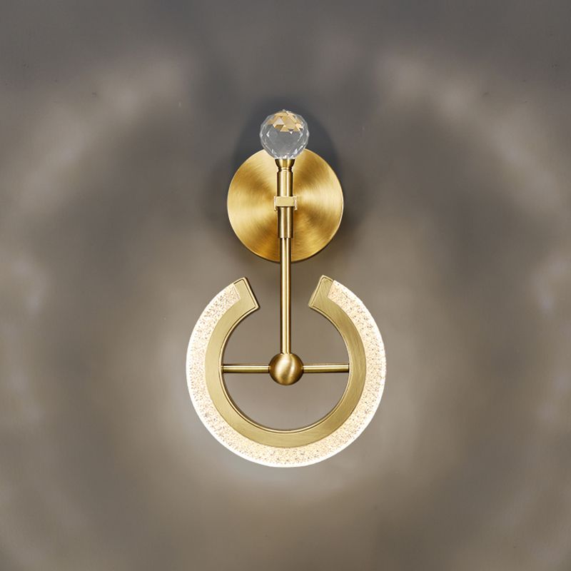 Lámparas de pared de oro contemporáneas Lámpara de montaje de pared acrílico de 1 luces para dormitorio