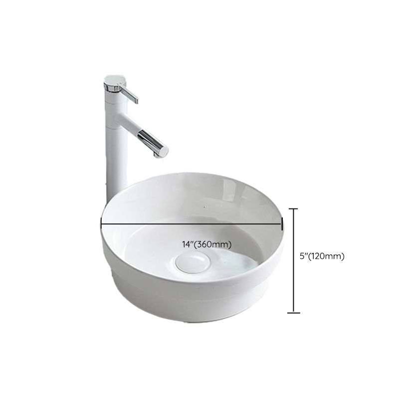 Contemporary Trough Sink Porcelain Trough Bathroom Sink with Faucet Included