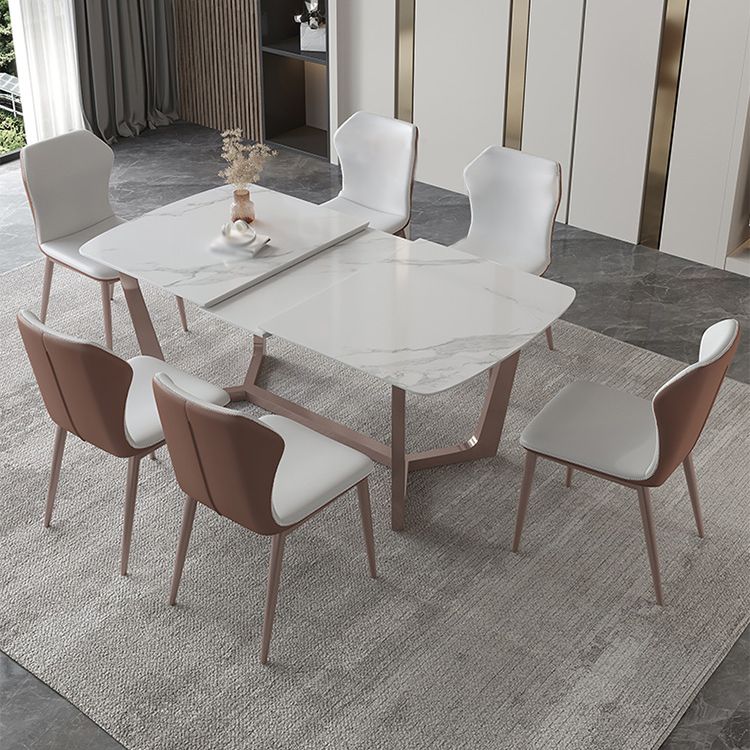 Nordic 1/4/5/7 Pieces Dining Set Sintered Stone Dining Table with Leather Chairs