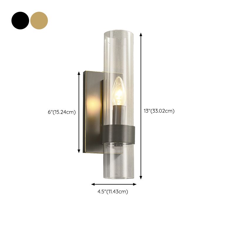 Cylinder Shape Glass Wall Light Industrial Style 1 Light Wall Light Sconce