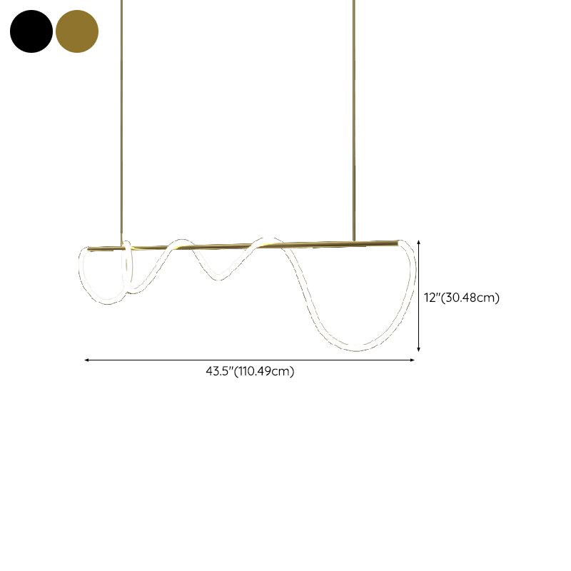 Modern Metal Ceiling Light Linear Shape Island Light with Silicone Shade for Living Room