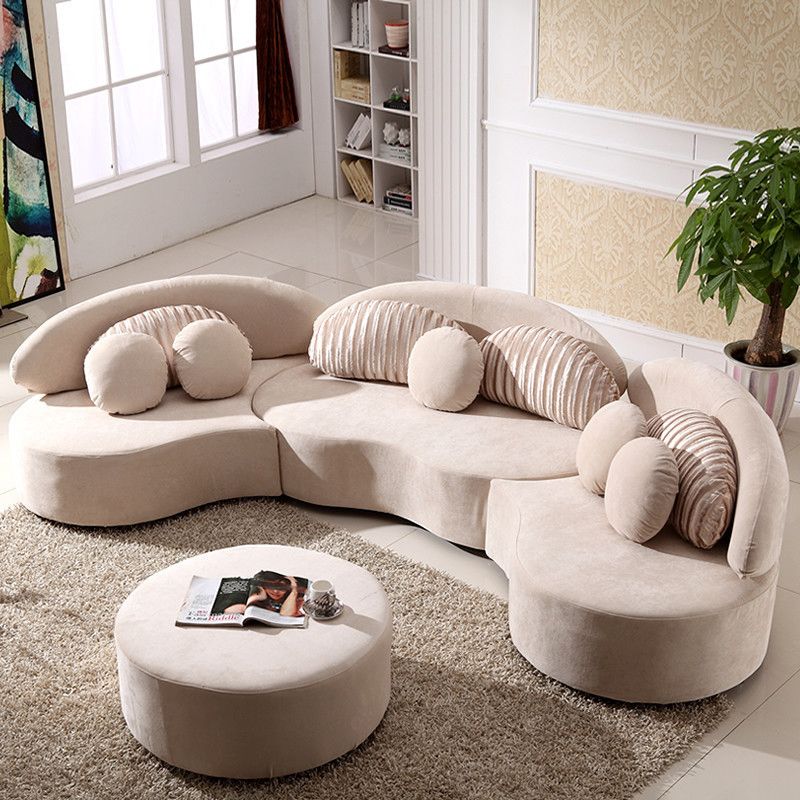 Living Room Contemporary Curved Armless Stationary Cushions Sofa