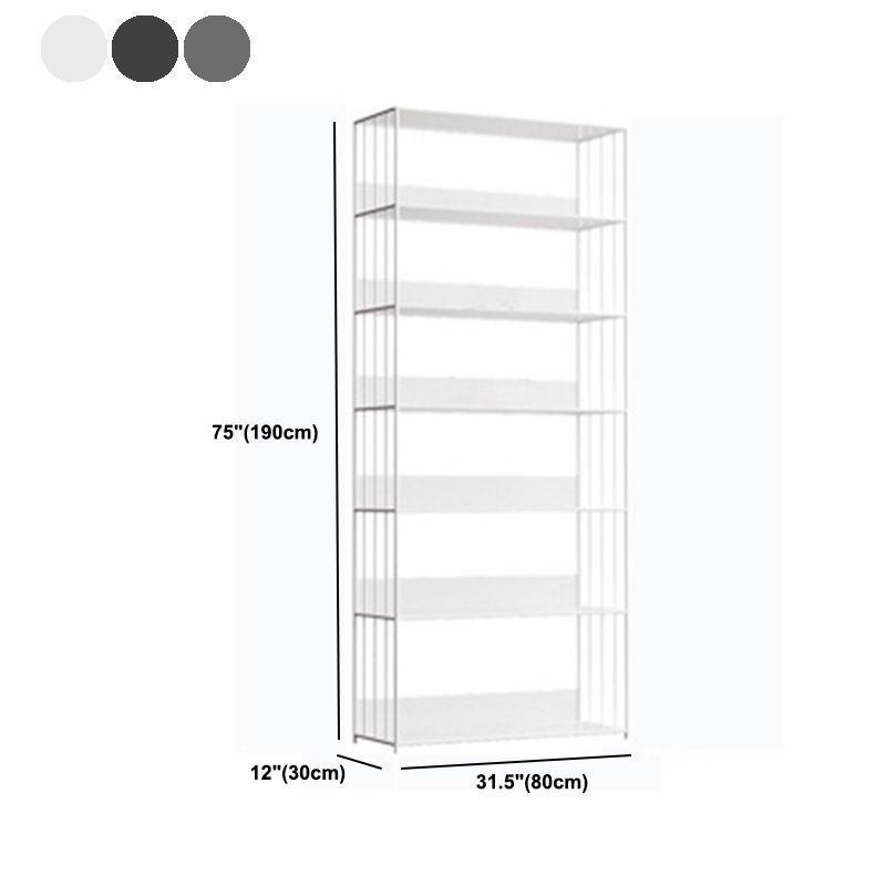 Modern Open Storage Bookcase 12" W Iron Frame Bookshelf with Shelves
