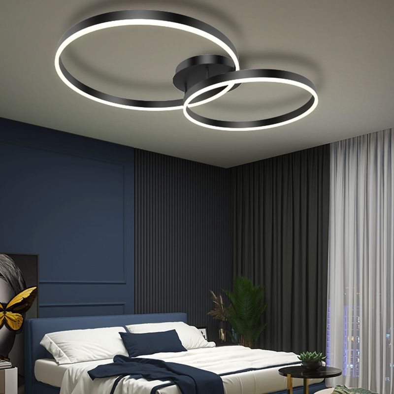 Minimalism Ceiling Light Fixture Circle Flush Mount in Black for Living Room