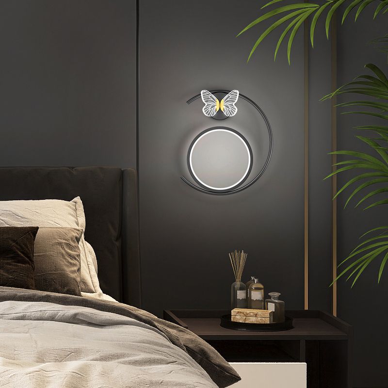 Accesorio de iluminación de pared acrílico mariposa LED minimalista Splecha de pared geométrica negra