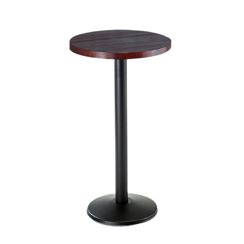 Industrial Style Bar Dining Table Brown Solid Wood Bar Wine Table with Metal Base