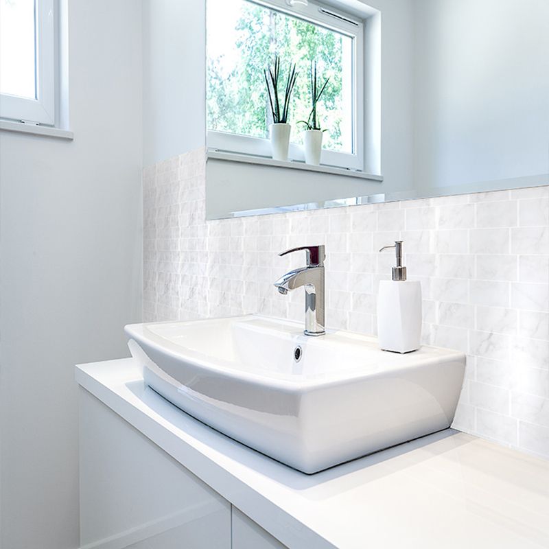 White Brick Wallpaper Panel Set Peel and Paste Wall Covering for Accent Wall, Temporary